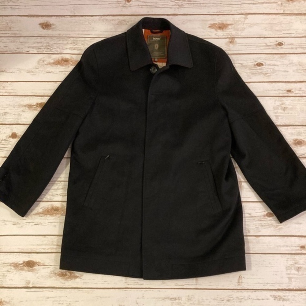 Men’s Laxdn Black Travel Button Down Trench Pea Coat 52/XL